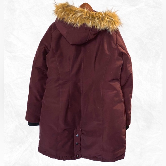 BEBE Winter Coat Large Removable Fur Collar Ski Jacket - Picture 2 of 11